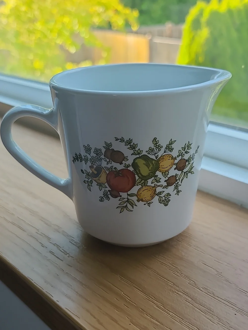White Ceramic Creamer with Harvest Fruit Motif